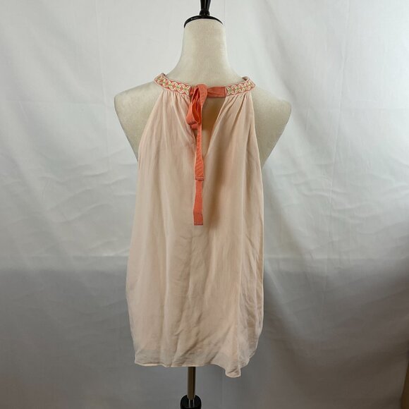 Spartina 449 Top L Light Peach Embroidered Neckline Tie Detail Sleeveless - Picture 7 of 12